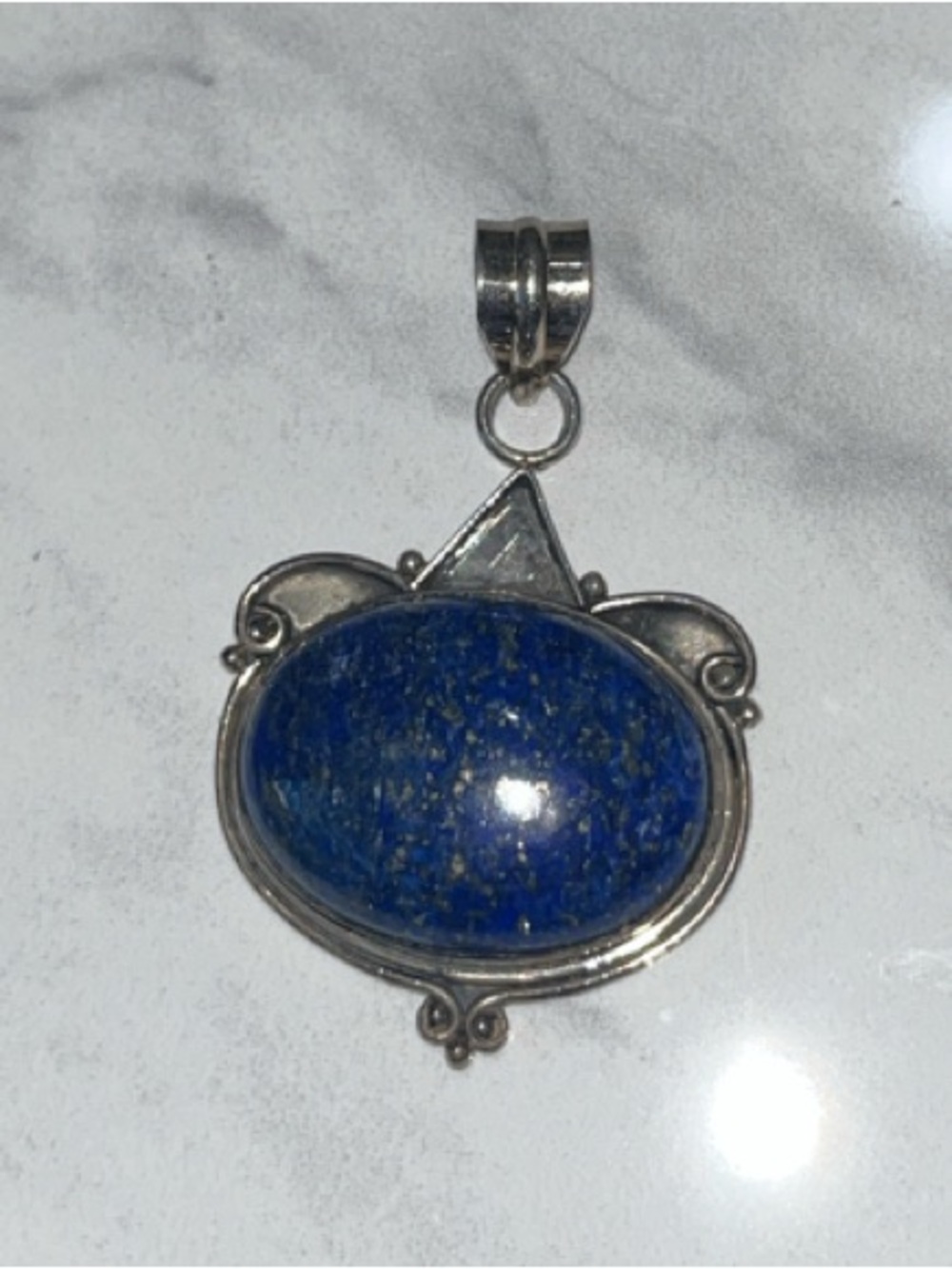 Sterling Silver Lapis Lazuli Pendant - Deep Blue Gemstone